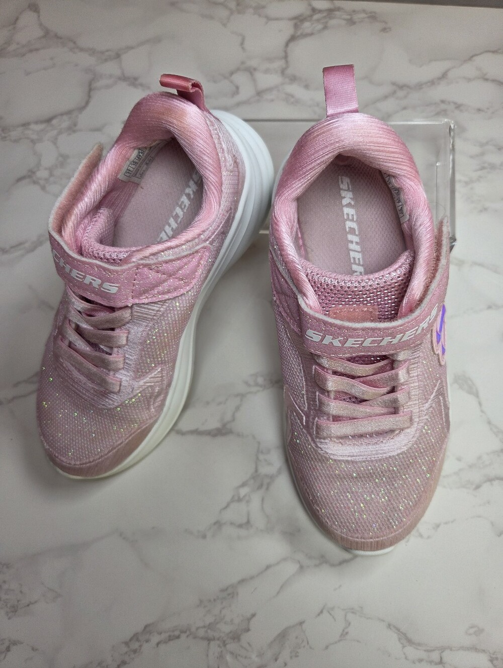 Skechers Light Pink Glitter Girls Athletic Sneakers